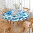 thumbnail image 3 of Pioneer Flower Floral Print Pattern Round Fitted Tablecloth with Elastic Edge,Dining Table Cover Waterproof,Outdoor Round Tablecloth for Camping,Dining,Indoor and Outdoor, 3 of 7