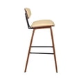 thumbnail image 4 of Armen Living Fox 28.5" Faux Leather & Wood Kitchen Bar Stool in Cream/Walnut, 4 of 7