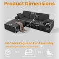 thumbnail image 4 of Resenkos 103.5" L-Shaped Cloud Sectional Sofa, Plush Corduroy Fabric with Chaise Lounge and Deep Seats, No Assembly, Black, 4 of 8