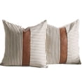 thumbnail image 1 of Fundas de almohada decorativas 18X18 pulgadas Juego de 2 Fundas de almohada modernas de cuero sintético y rayas de tictac Fundas de cojines de decoración interior y exterior boho para sofá Sofá Namotu CZJJ-ZC104-2, 1 of 7