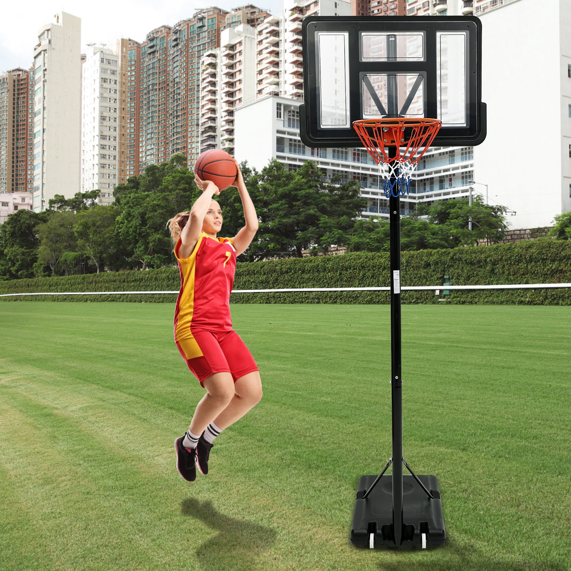 Basketball Hoop Outdoor  5.2-10FT, 44Inch Outdoor Basketball Hoop with Stable Larger Base and Portable Wheels for Youth, and Adults