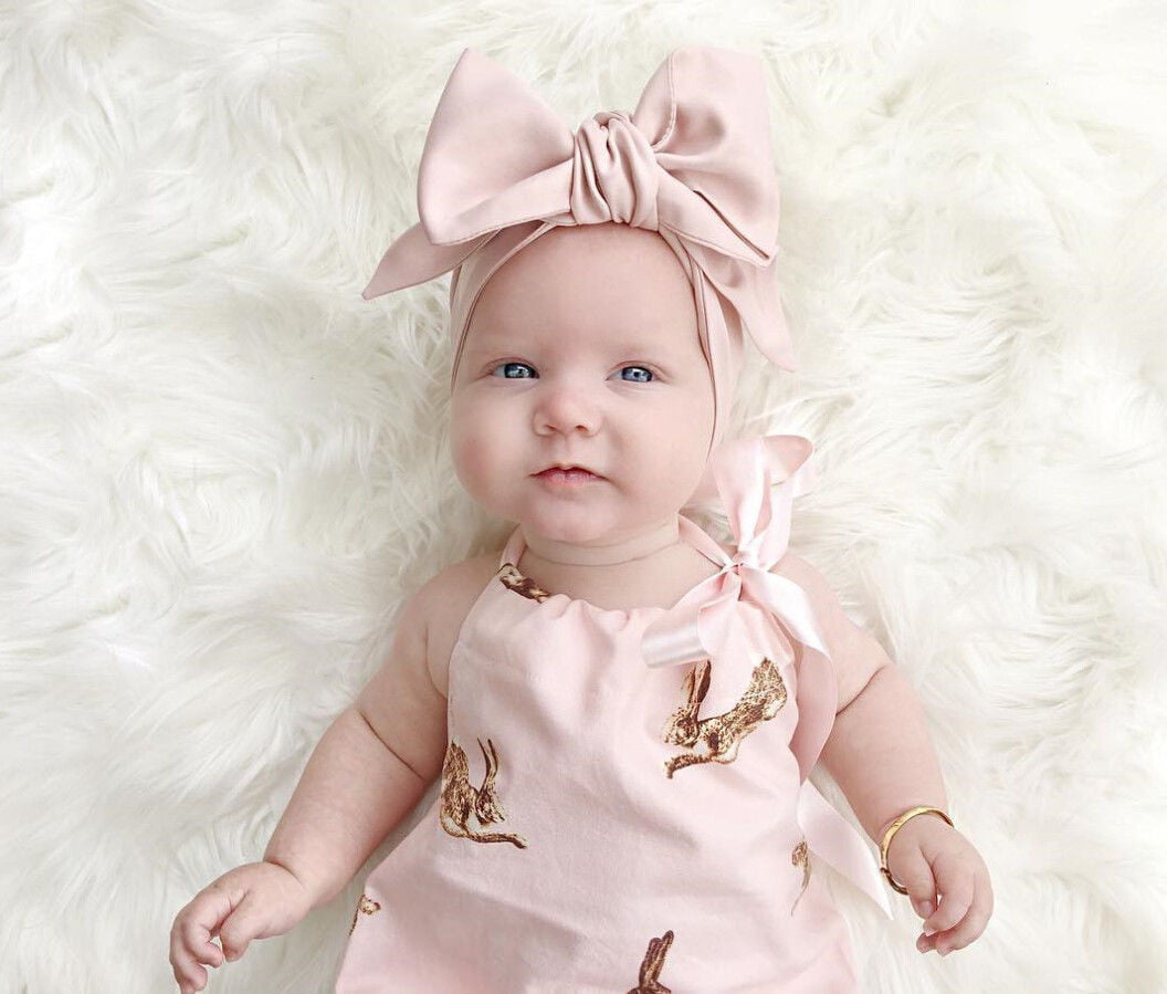 Baby Girls Pink Rabbit Baby grow All in One & Headband Set 3-18 months #2