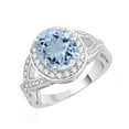 thumbnail image 2 of Sterling Silver with Natural Aquamarine and White Topaz Halo Ring, 2 of 3