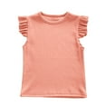 thumbnail image 5 of Pink T Shirt Girls' Fashion Girls T Shirts Cotton Ruffle Short Sleeve Tunic Blouse Summer Tee Tops Pink 18-24 Months, 5 of 5