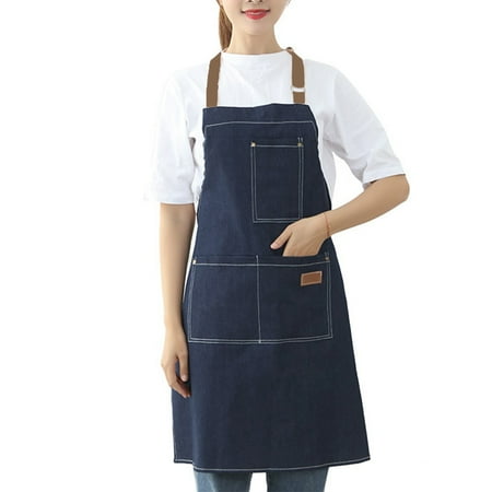 

Thinsont Cowboys Aprons for Men Apron with Front Pockets Blue Black Adjustable Halter Home Supplies For Grill Restaurant Bar Shop Cafes Blue
