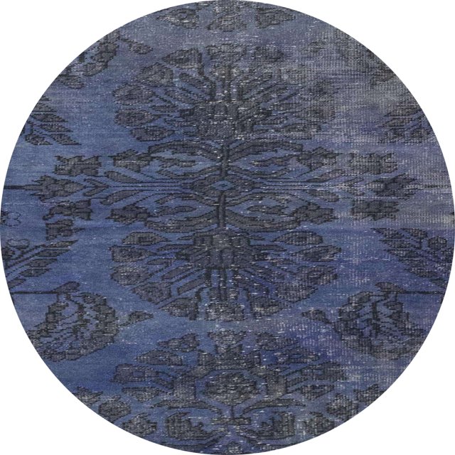 Ahgly Company Tapis d'Intérieur Rond Abstrait Bleu Foncé Gris Bleu Abstrait, 4 Pieds Rond