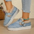 thumbnail image 4 of Denim Platform Snow Boots for Women Fashion Warm Fleece Lined Winter Fashion Sneakers Canvas Walking Shoes Slip on Loafers Ankle Booties Blue, 4 of 9