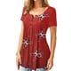 thumbnail image 4 of Camiseta estampada Mujer Verano Cuello redondo Blusa de manga corta Top suelto, Rojo, L Methold AP001352-13, 4 of 7