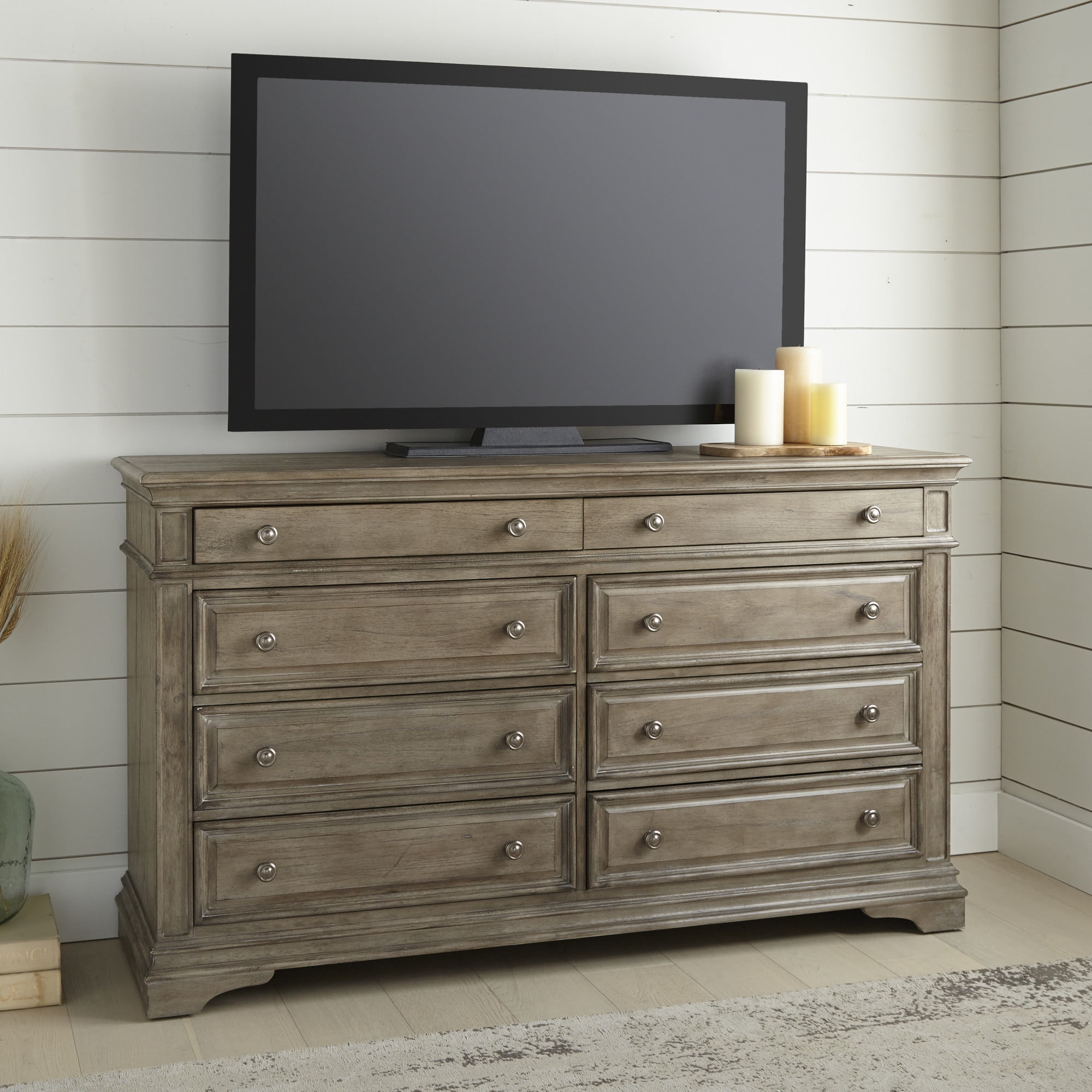 Steve Silver Highland Park Rustic Horizontal Dresser with 8 Drawers, Driftwood