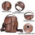 thumbnail image 3 of Bolso bandolera de cuero para hombre, estilo retro, pequeño, tipo bandolera, informal, con orificio para auriculares, para viaje, para almohadilla de 7,9", 3 of 8