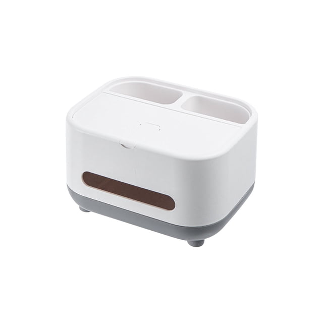 Creative Desktop Tissue Box with Remote Control Storage - Multi-Compartment Organizer for Living Room & Coffee Table
