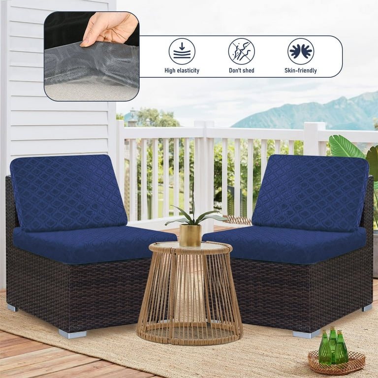 Topchances 6Pcs Stretch Patio Cushion Covers, Waterproof Outdoor
