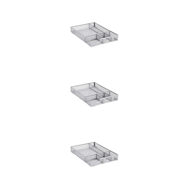 Seitruly Bandeja de metal resistente y duradera con múltiples compartimentos para almacenamiento y almacenamiento estable A5 plateado Type1 NO1