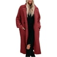 thumbnail image 2 of Usmixi Fleece Coat for Women Winter Long Coat for Women Winter Soft Thickened Fuzzy Fleece Overcoat Long Sleeve Casual Solid Button Down Lapel Pocket Plush Outerwear Weekly, 2 of 5
