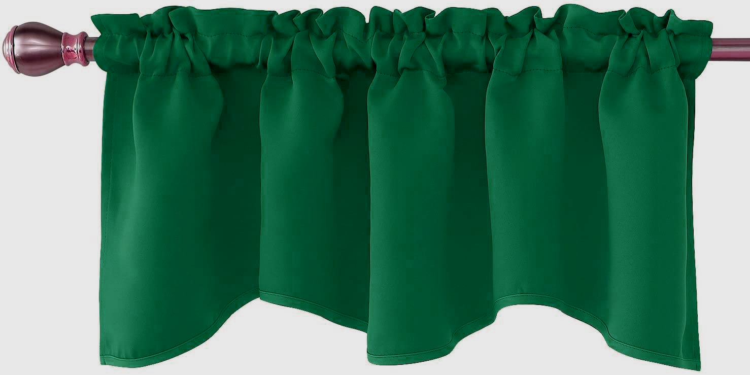 MDS Pack of 1 Solid Blackout Rod Pocket Valance Scalloped Valances