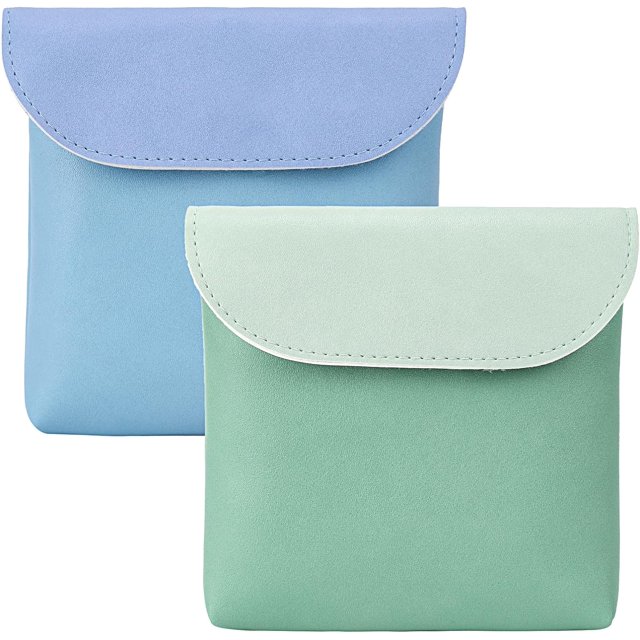 2 bolsas de almacenamiento de servilletas sanitarias, bolsa de período, bolsa de período, botón de PU, organizador de tampones para almohadillas menstruales femeninas, bolsas de toallas sanitarias, k