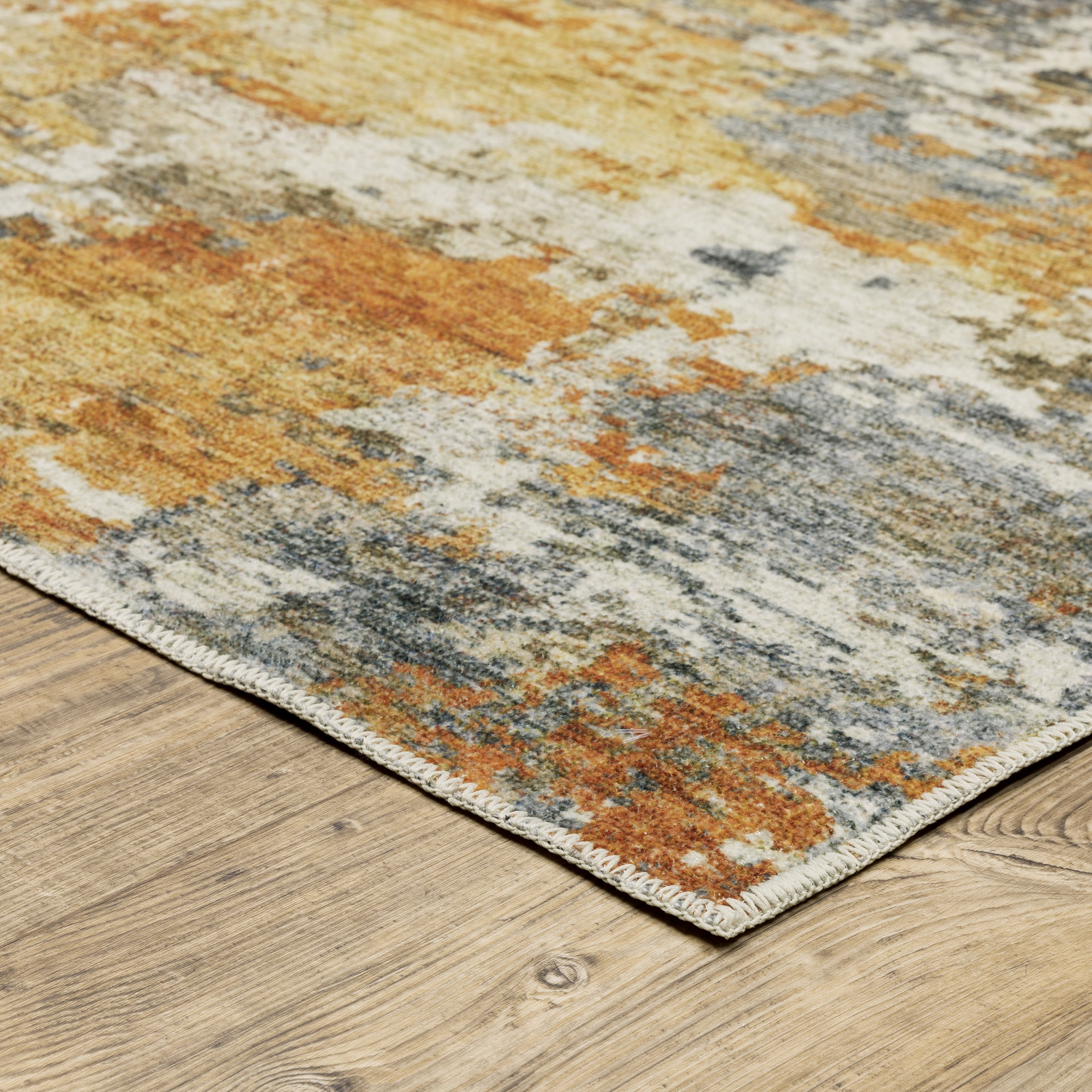 Avalon Home Marlowe Washable Contemporary Abstract Orange/ Blue Indoor Area Rug