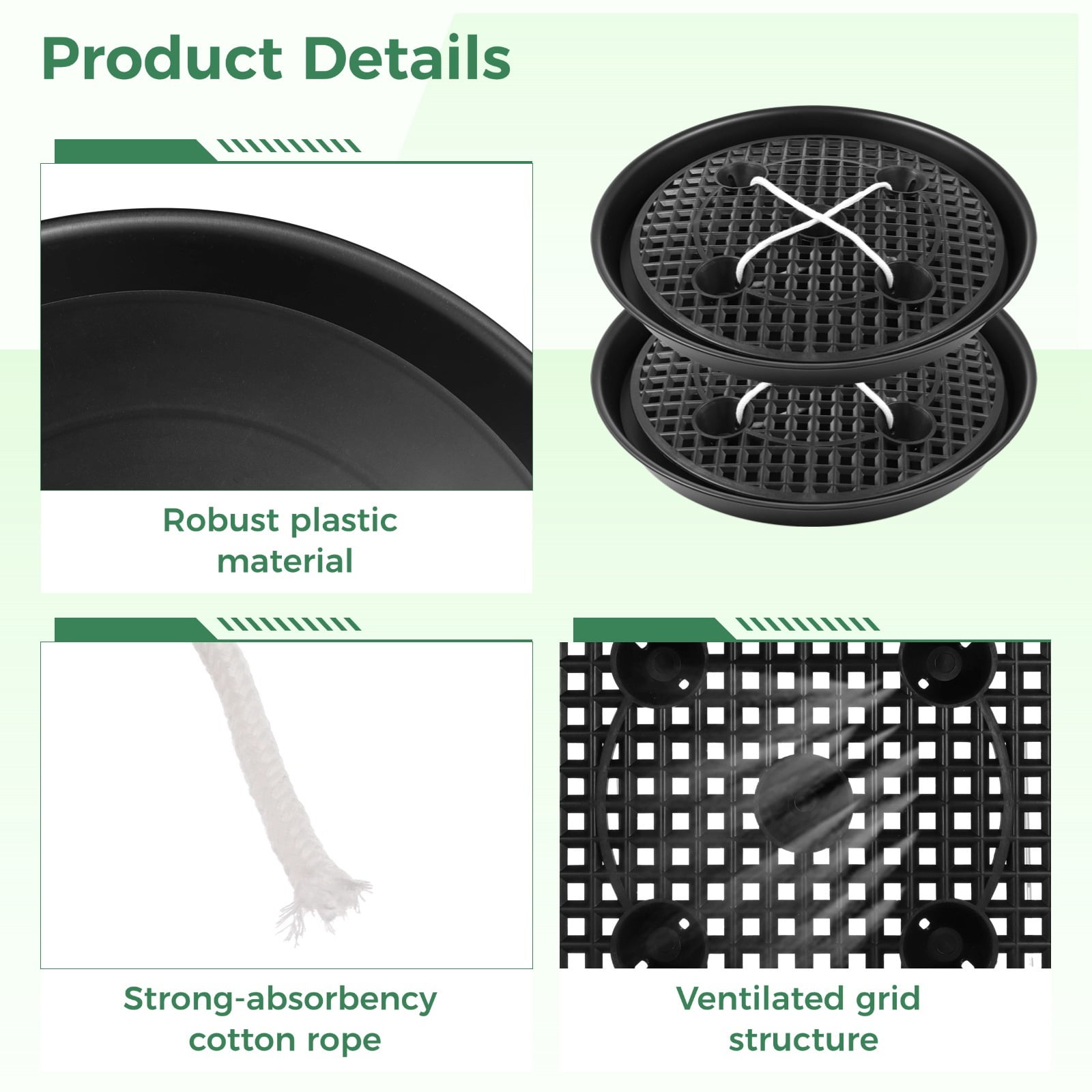 4 Pcs Self-Watering Fabric Pot Base, Elevated Plant Saucers, Auto-Irrigation Water Delivery System, Automatic Watering Plant Saucers for Plant Growth Bags, Flower Pot Trays for Fabric Planters