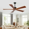 thumbnail image 2 of Eowynic 60 Inch Modern Black Ceiling Fans with No Light Remote Control, 5 Wood Blades, Reversible DC Motor, 6-Speed,3 Downrods, Indoor Outdoor Ceiling Fan without Light for Patios, 2 of 8