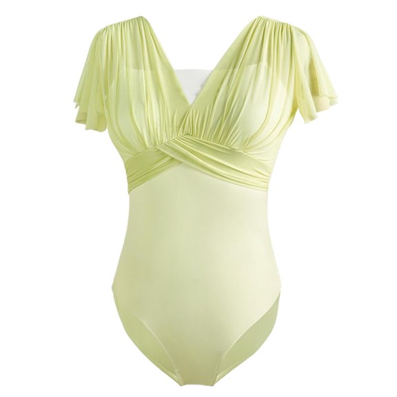 Women Ballet Leotards With Pleated Design Fake Two-pieces Dance Gymnastics Bodysuit Women Dance Leotards, Teen Girls, Lyrical Ballet Bodysuit with adjustable Straps,Dance Wear Ballet Leotards-S