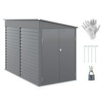 5'x9' Metal Storage Shed Outdoor, Lean To Tool House w/ Foundation, Lockable Door & Vents - Gray