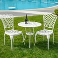 thumbnail image 2 of PATIO-IN Outdoor Patio Bistro Set 3 Piece Cast Aluminum Bistro Table and Chairs Set of 2 with 1.97" Umbrella Hole for Garden,Patio,White, 2 of 7