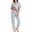 Grey, variant on EA'S SECRET 100% Cotton Pajamas for Women Set Short Sleeve and Long Pants Pj Sets Woman Button Down Sleepwear with Pockets(Grey,L)
