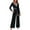 Black, variant on sususu Jumpsuits for Women Dressy Casual Lapel Deep V Neck Long Sleeve Jumpsuit Rompers with Belt Elegant Solid Color Onesie ,Black,M