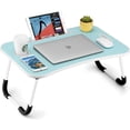 thumbnail image 1 of Foldable Laptop Table  Portable Lap Desk Bed Table Tray  Laptop Stand with Cup Holder &amp; Tablet Slot &amp; Lifting Handle for Working Writing Drawing &amp; Eating (Pink), 1 of 6