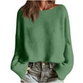 thumbnail image 5 of Lenpel Sweaters for Women Fall Fashion Boat Neck Bell Long Sleeve Knitted Pullover Tops Casual Loose Spring Sweaters(Green,XX-Large), 5 of 7