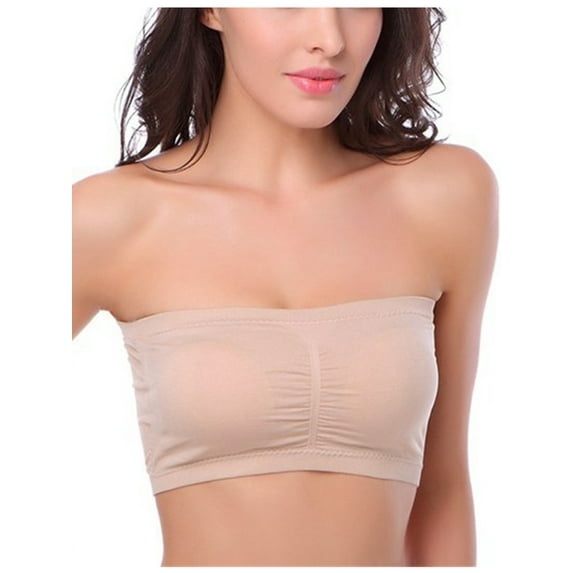 1/3 Packs Women's Seamless Bandeau Crop Tube Top Bra Strapless Padded Bralette