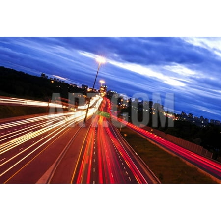 Night Traffic on a Busy City Highway in Toronto Print Wall Art By (Best Traffic App Toronto)