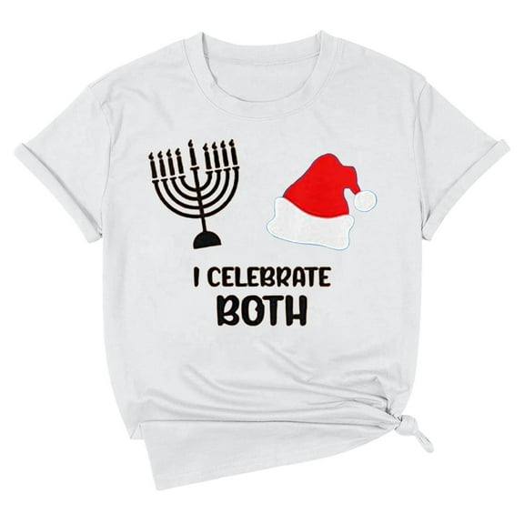 Hanukkah Graphic Print Short Sleeve Casual T Shirt Comfortable Top For Holiday Celebration And Daily Wear
