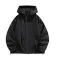 thumbnail image 6 of Windbreaker Jackets for Men Man Solid Color Water Resistance Drawstring Pockets Hooded Outdoor Jacket Coat Mens Windbreaker Jackets Black 2XL, 6 of 7