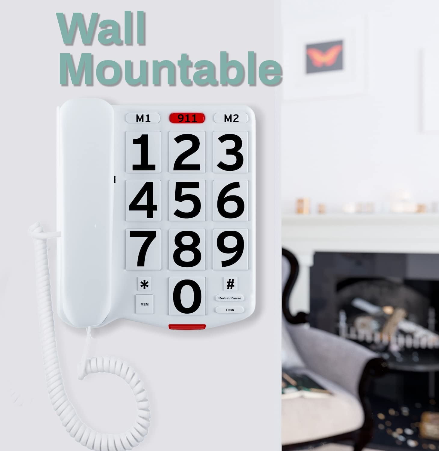 Home Intuition Big Button Corded Phone with Extra Loud Ringer for Hearing and Visually Impaired Telephone for Seniors