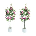 thumbnail image 2 of Realistic 120cm Artificial Rose Tree - Silk & Plastic Decorative Plant - Durable, Low Maintenance, Easy to Decorate - For Home, Events, Indoor & Outdoor - Magenta Roses in White Pot, 2 of 8