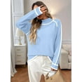 thumbnail image 4 of Fall Sweaters for Women Trendy Cute Cozy - Long Sleeve Colorblock Knitted Pullover Tops  Blue L, 4 of 7
