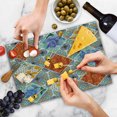 thumbnail image 4 of Country Cutting Board, Patchwork with Heart and Swirling Flower Pattern with Folkloric Feminine Details, Decorative Tempered Glass Cutting and Serving Board, Large Size, Multicolor, by Ambesonne, 4 of 5