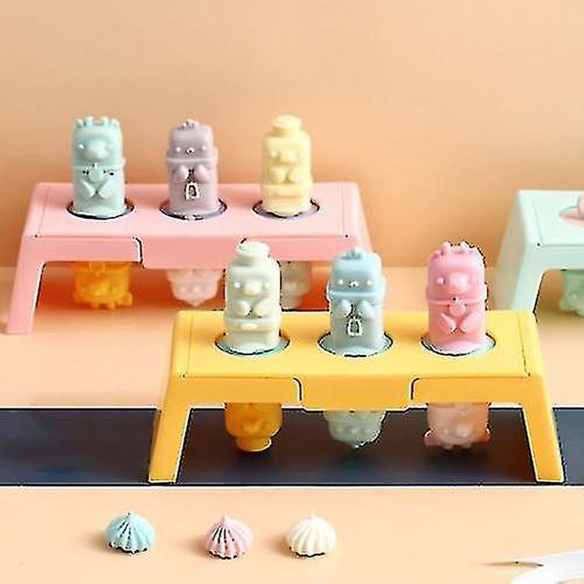 2 juegos de moldes de silicona para helado con forma de dibujos animados con tapas, fáciles de liberar, moldes para paletas caseros, colores aleatorios