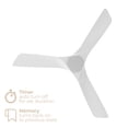 thumbnail image 6 of Glide 52in 3-Blade Smart Ceiling Fan 2700K-6000K CCT Tunable Range LED Light Kit with Remote Control and White Hardware with White Blades Works With iOS or Android App, 6 of 10