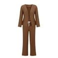 thumbnail image 4 of Breezora Women's Elegant Wide Leg Pants Suit Set 2 Piece Business Office Wear Plain Trousers with Blazer Formal Outfit XXL Size Coffee, 4 of 5