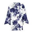 thumbnail image 6 of Sksloeg Womens 3/4 Sleeve Cardigans for Women Bohemia Flowy Floral Printed Cardigan Women's Button Down Shirts Puff Sleeve Top Half Sleeves Summer Jacket,Navy M, 6 of 6
