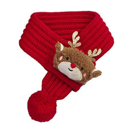 SLYNSHome Dog Knitted Scarf Red Dog Warm Bandanas Christmas Winter Holiday Decoration Scarf for Small Medium Large Dogs - M