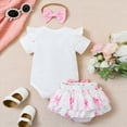 thumbnail image 4 of TOWED22 Newborn Baby Girl Western Clothes New to the Herd Romper Cow Print Shorts Set Summer Coming Home Cowgirl Outfit(White,6-9 M), 4 of 8