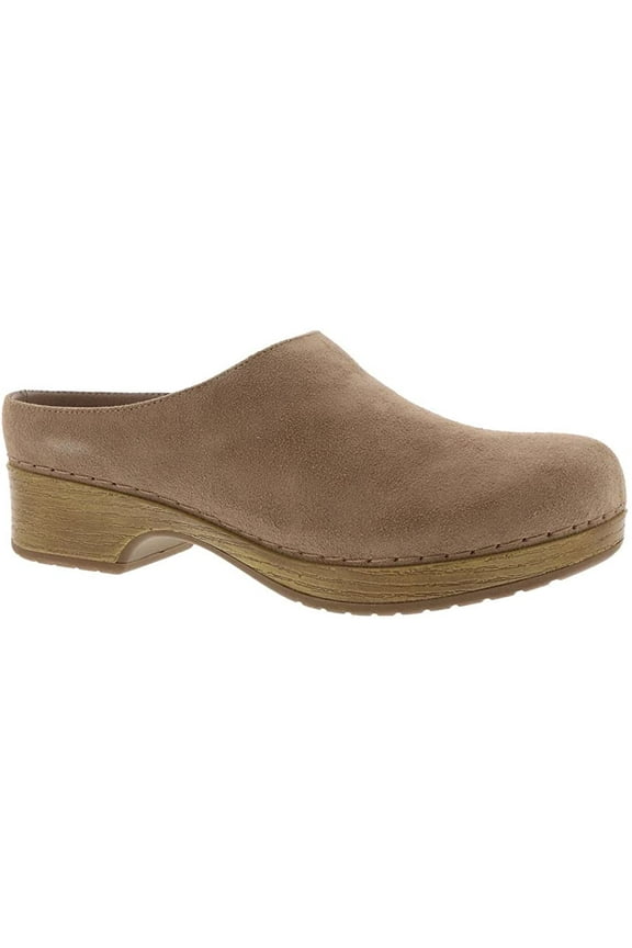 Womens Motto Slip on Clog 9.5 X-Wide Almond Suede Leather