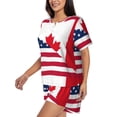 thumbnail image 2 of Fuzoiu USA Canada Flag Print Women's Short-Sleeved Pajama Set,Lounge Sleepwear Set,Womens Pajama Sets 2 Piece,Button-Up Top and Shorts with Pockets-3X-Large, 2 of 7