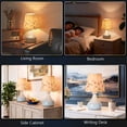 thumbnail image 5 of Blue Small Bedside Lamp, Cute Scalloped Woven Shade Table Lamp for Small Spaces, Bedroom, Living Room and Home Office, 5 of 8