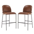 thumbnail image 2 of Kitchen Bar Stools, Counter Height Stools with Brown Faux Leather Seat and Antique Bronze Metal Frame, Upholstered Dining Stools for Kitchen, Bistro, Cafe, Set of 2, 2 of 8