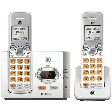 AT&T EL52215 DECT 6.0 Cordless Phone - Silver, Black - Cordless - 1 x Phone Line - 2 x Handset - Speakerphone - Answering Machine