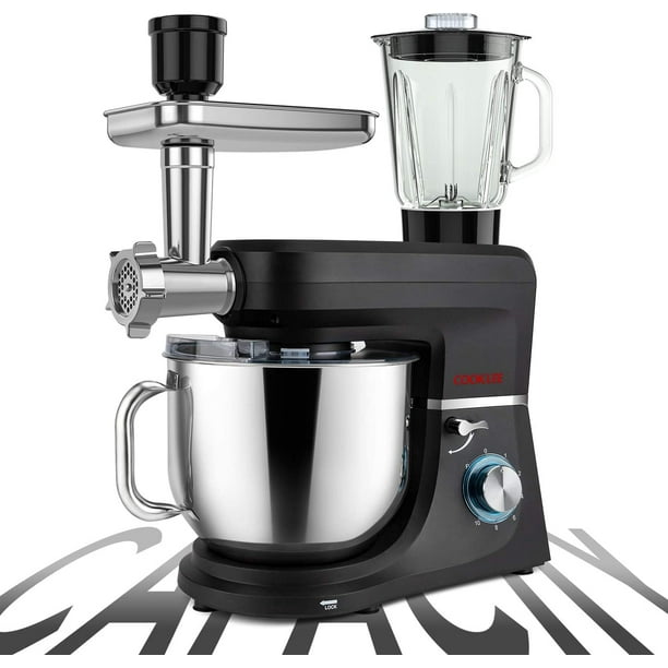 Roll Over Image To Zoom In 2 Videos Cooklee 6 In 1 Stand Mixer 9 5 Qt Multifunctional Electric Kitchen Mixer With 9 Accessories For Most Home Cooks Sm 1507bm Nero Nemesis Black Walmart Com Walmart Com